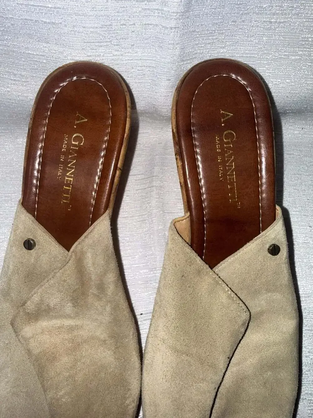 A. Giannetti Size 7.5 Women Suede Leather Wedge Sandals